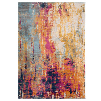 Fun Multicolour Distressed Abstract Area Rug 120x170cm