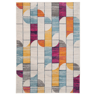 Fun Multicolour Geo Wabi Sabi Retro Area Rug 160x230cm