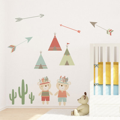 Fun Tribal Bears Wall Sticker Set