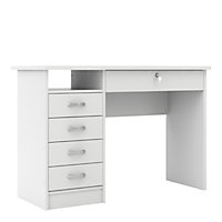 Function Plus Desk 5 Drawers in White