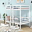 Functional Loft Bed Frame with Two Drawers, Bunk Bed Frame Turn Into Upper Bed and Down Desk, for Children Kids, White (90x190cm)