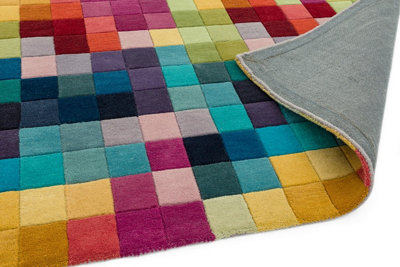 Funk Multi Colour Boxes Rug Rug 70x200 Runnercm for the Living Room