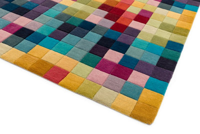 Funk Multi Colour Boxes Rug Rug 70x300 Runnercm for the Living Room