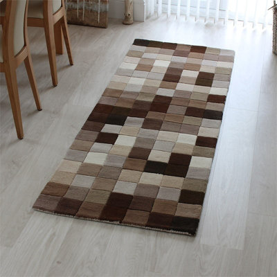 Funk Natural Brown Boxes Rug Rug 170x240cm for the Living Room | DIY at B&Q