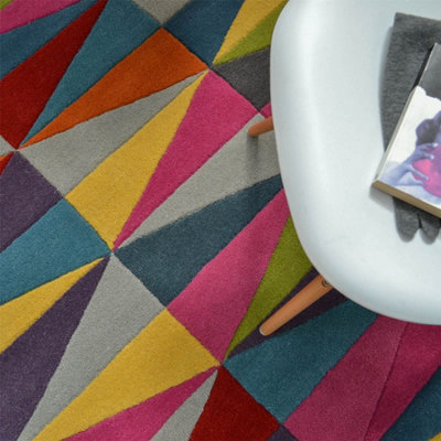 Funk Triangles Rug Multi Colour Rug 120x170cm for the Living Room