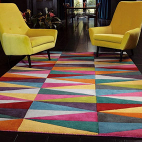 Funk Triangles Rug Multi Colour Rug 140x200cm for the Living Room