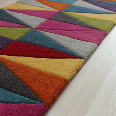 Funk Triangles Rug Multi Colour Rug 70x200 Runnercm for the Living Room