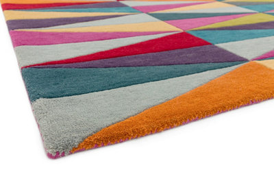 Funk Triangles Rug Multi Colour Rug 70x200 Runnercm for the Living Room