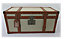 Funky Trunk Vintage Style Canvas Storage Trunk  Cream & Tan Large