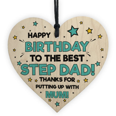 Funny Birthday Gift For Step Dad Rude Step Dad Gift Wooden Heart Gift