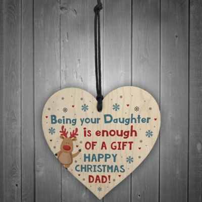 Funny Christmas Gift For Dad From Daughter Wooden Heart Funny Dad Gift Novelty Plaque