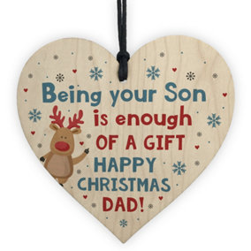 Funny Christmas Gift For Dad From Son Wooden Heart Funny Dad Gift Novelty Plaque
