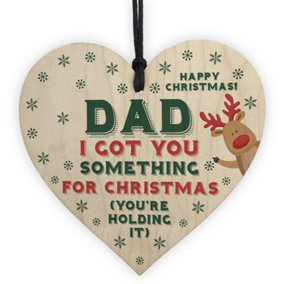 Funny Christmas Gift For Dad Wooden Heart Novelty Joke Gift From Daughter Son