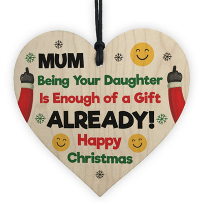 Funny Christmas Gift For Mum From Daughter Wood Heart Joke Gift For Her