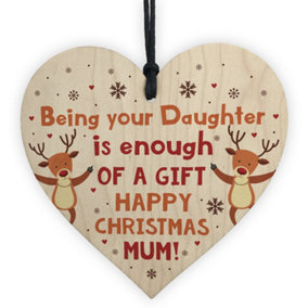 Funny Christmas Gift For Mum From Daughter Wooden Heart Funny Mum Card Novelty Plaque