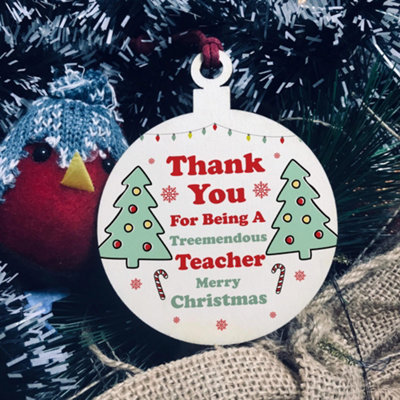 Funny Christmas Gift For Teacher Hanging Wood Tree Decoration Thank You Gift