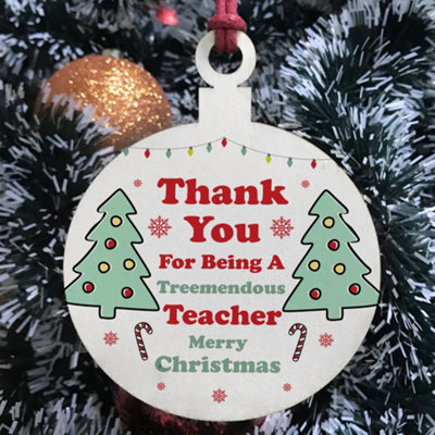 Funny Christmas Gift For Teacher Hanging Wood Tree Decoration Thank You Gift