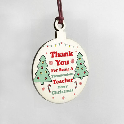 Funny Christmas Gift For Teacher Hanging Wood Tree Decoration Thank You Gift