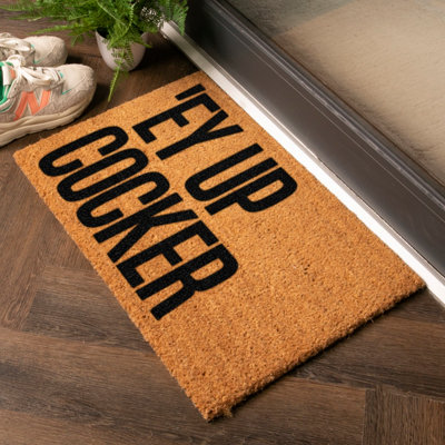 Funny Ey Up Cocker Slang Doormat DIY at B&Q