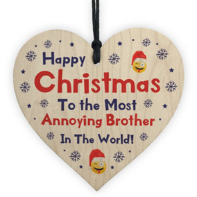 Funny Joke Brother Gift For Christmas Wood Heart Novelty Gift For Him From Sister