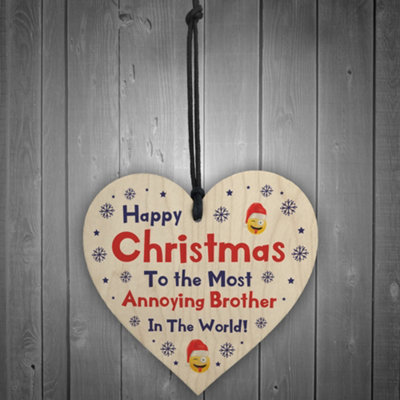 Funny Joke Brother Gift For Christmas Wood Heart Novelty Gift For Him From Sister
