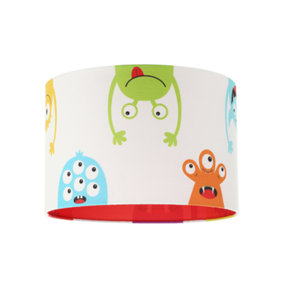 Funny Monsters Children's Lamp Shade with Red Inner and Multi Colour Monsters
