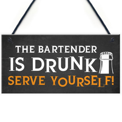 Funny Witty Joke Home Bar Sign Hanging Man Cave Pub Sign Gift | DIY at B&Q