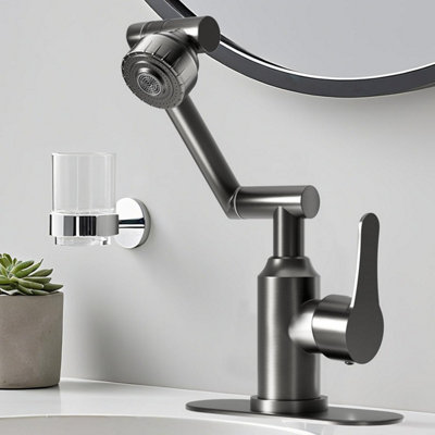 Goldenwarm Bathroom Faucet Multifunction Rotating Lifting Swivel Pull-out Bathroom Basin Faucet