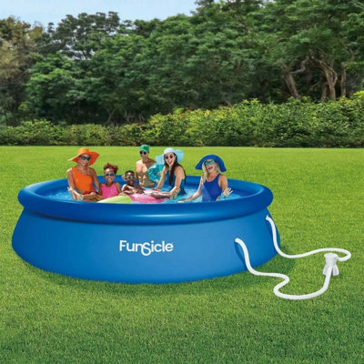 FunSicle 12ft QuickSet Inflatable Pool with RX330 Cartridge Filter Pump, Pool Cover, Ground Cloth & Repair Patch Easy Setup