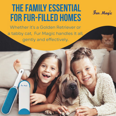 Fur Magic Pet Hair Remover Lint Brush With Self-Cleaning Base, Reusable ...