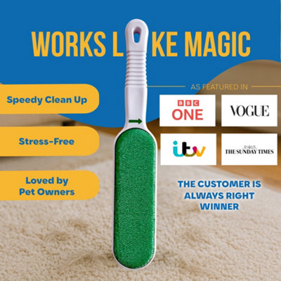 Fur Magic Pet Hair Remover Lint Brush With Self-Cleaning Base, Reusable ...