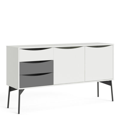 Fur Sideboard 2 Doors + 3 Drawers in Grey and White