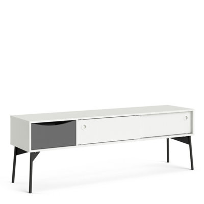 Fur TV-unit 2 sliding doors + 1 drawer