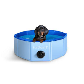 Furdreams Dog Paddling Pool - 60x20 cm, Foldable Dog Swimming Pool, Hard Plastic Dog Pool