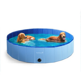 Furdreams Foldable Pet Swimming Pool, Hard Plastic Dog Bathtub