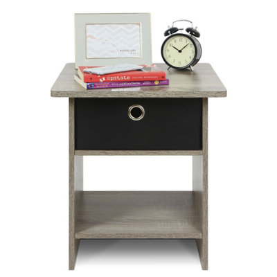 Furinno home living bin 2025 drawer french oak grey nightstand