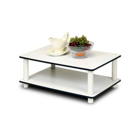 Furinno 11172 Just 2-Tier No Tools Coffee Table, White w/White Tube