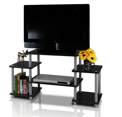 Furinno 11257BK/GY Turn-N-Tube No Tools Entertainment Center, Black/Grey