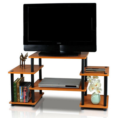 Furinno 11257LC/BK Turn-N-Tube No Tools Entertainment Center, Light Cherry/Black