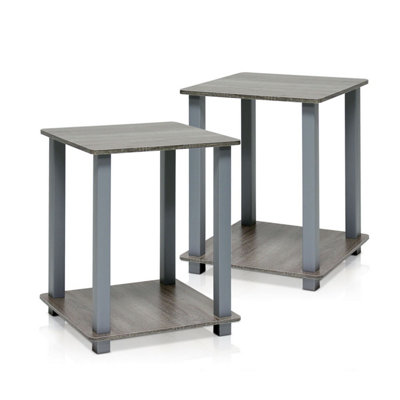 Furinno 12127GYW GY Simplistic End Table Set of Two French Oak Grey