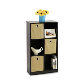 Furinno 13087EX/LB Econ Storage Organizer Bookcase with Bins, Espresso/Light Brown