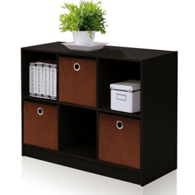 Furinno 99940EX/BR Basic 3x2 Bookcase Storage w/Bins, Espresso/Brown