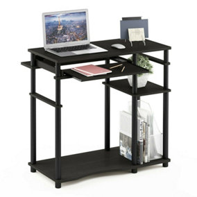 Furinno Abbott Computer Desk with Bookshelf, Espresso/Black