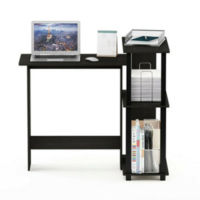 Furinno Abbott Corner Computer Desk with Bookshelf, Espresso/Black