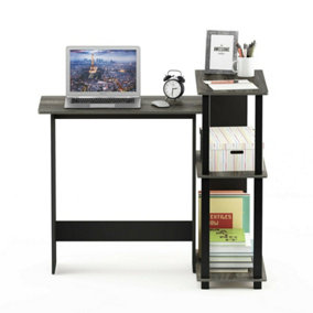 Furinno Abbott Corner Computer Desk with Bookshelf, French Oak Grey/Black