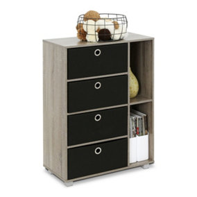 Furinno Andrey Multipurpose Storage Cabinet with Bin Drawers, French Oak Grey