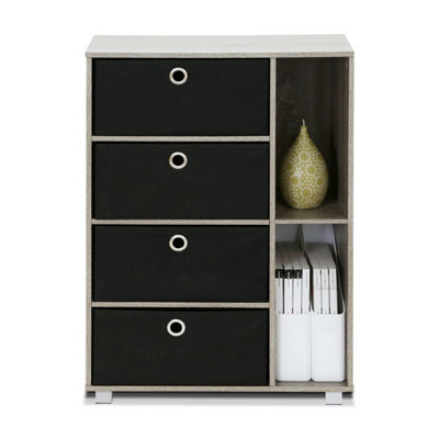 Furinno Andrey Multipurpose Storage Cabinet with Bin Drawers, French Oak Grey