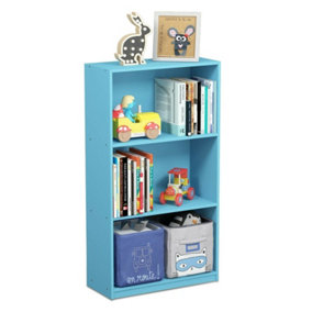 Furinno Basic 3-Tier Bookcase Storage Shelves, Light Blue