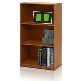 Furinno Basic 3-Tier Bookcase Storage Shelves, Light Cherry, 99736LC