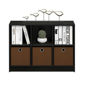 Furinno Basic 3x2 Bookcase Storage w/Bins, Americano/Medium Brown